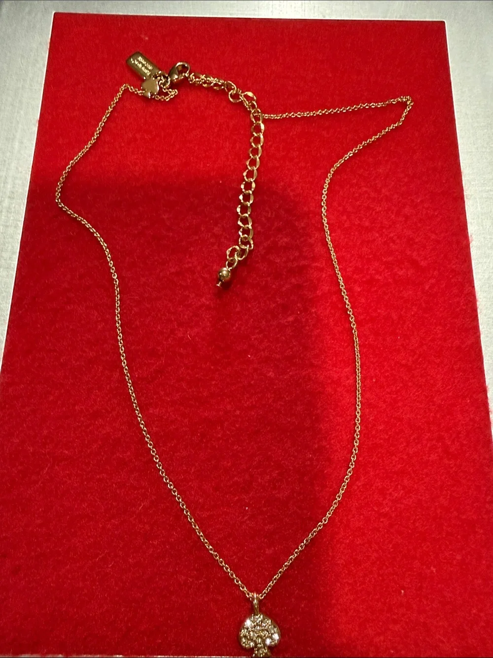 kate spade Gold Clover Pendant Necklace with Crystal Accents